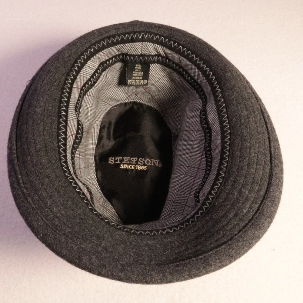 Stetson Wool Blend Felt Fedora Cap‎ Mens Black Horserace Hat Derby Sz M